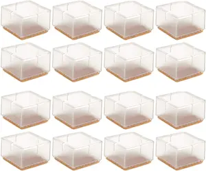 Large Table Leg Floor Protectors 1-15/16" to 2-1/16" (49Mm-53Mm) Large Furniture 2 Inch Sofa Leg Caps Square Silicone, Chair Leg Tips with Felt Pads Clear (16 Pack) Anwenk