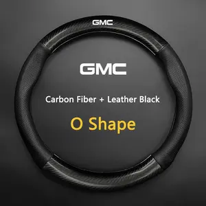 Gmc Steering Wheel Cover, Leather Carbon Fit, Compatible with Acadia, Canyon, Envoy, Denali, Granite, Hummer, Jimmy, Terrain, Sierra, Yukon