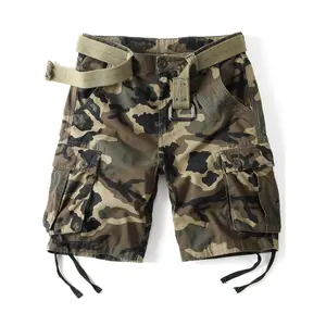 AKARMY Camo Cargo Shorts for Men Cotton Casual Wild Outdoor Work Relaxed Fit Shorts with Multi-Pockets 8069-caoyuan (No Belt) Menswear Camouflage