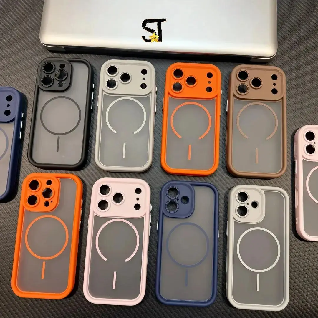 Clean Girl aesthetic frosted matte MagSafe case for iPhone 17/16/15/14/13/12/11 Pro Max, minimalist silicone bumper and camera lens protector, viral tech — 975