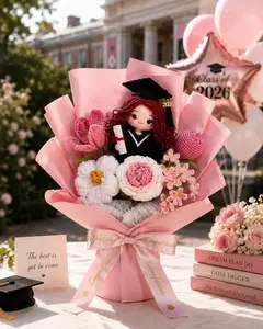 Custom Graduation Crochet Bouquet – Personalized Doll & Flower Keepsake Gift for Son, Senior Class of 2026