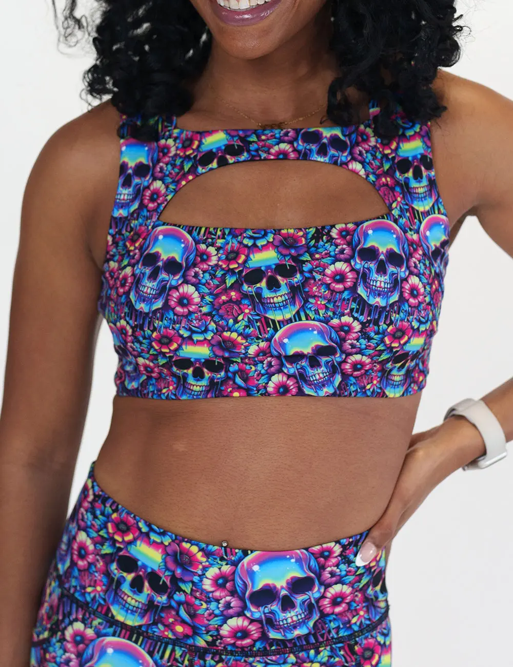 CVG Vista Bra Acid Skulls, Sports Bra, Workout Bra, Gym Bra Exercise Bra Sportswear Bra Fitness Bra