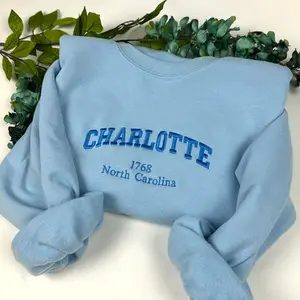 Charlotte Embroidered Sweatshirt, City Embroidered Sweatshirt, North Carolina Sweatshirt