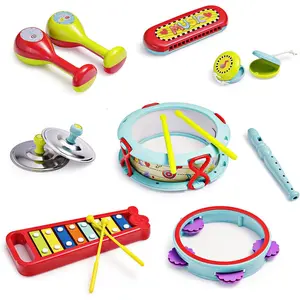 infunbebe Musical Instrument Set with Xylophone Toddler Band Set Musical Instruments for Early Development, Musical Toy with for Kids 15 PCS