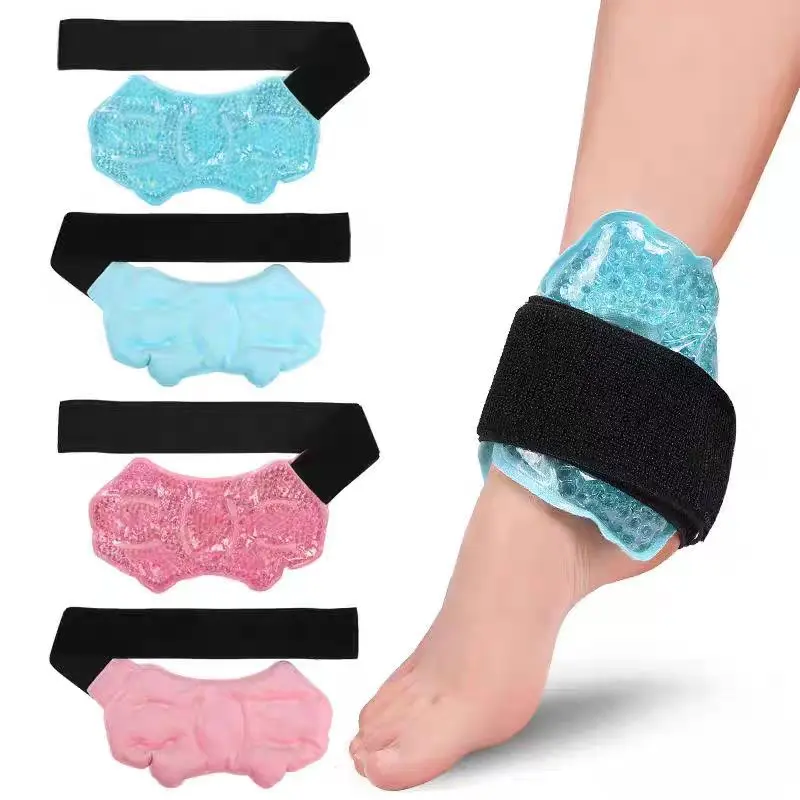 Ankle Ice Packs, Reusable Gel Cold Pack Cooling Pads with Adjustable Brace, Hot Cold Therapy Wrap for Sprained Ankle Knee Wrist Injury
