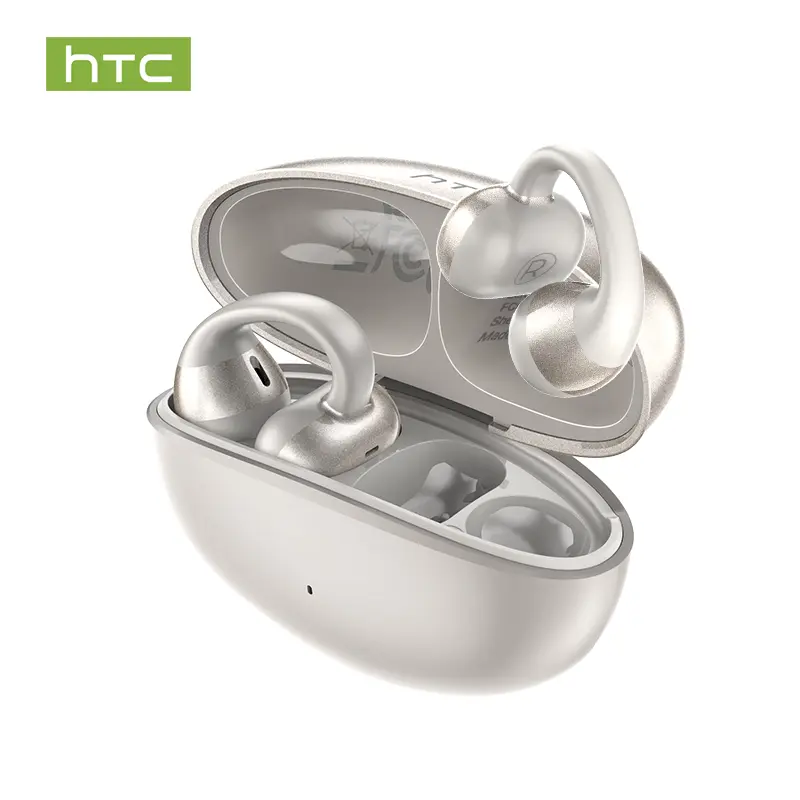 HTC NE56 OWS Clip-On Earphones - Stylish OWS Open-Ear Design, Bluetooth 6.0, IPX5 Waterproof, Built-in Mic, Super Comfort & Top-Tier Sound - Perfect for Fashion Lovers & Multi-Scene Needs