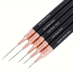 5-Piece Nail Art Brush Set, Thickened Copper Tube, Detail Striped Brush, Fine Line Pen, Floral Painting Tools, UV Gel Polish Applicator, Nail Art Accessories, Nail Design Pen
