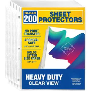 Heavy Duty Sheet Protectors for 3 Ring Binders, 8.5 x 11 Clear Page Protectors, Plastic Sleeves & Report Covers, Acid Free Archival Safe Document Protectors