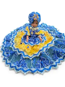 Blue Yellow Spiritual Doll / Muñeca Gitana 15" Santeria Orisha Style Doll for Altar, Prayer, Rituals & Religious Decor
