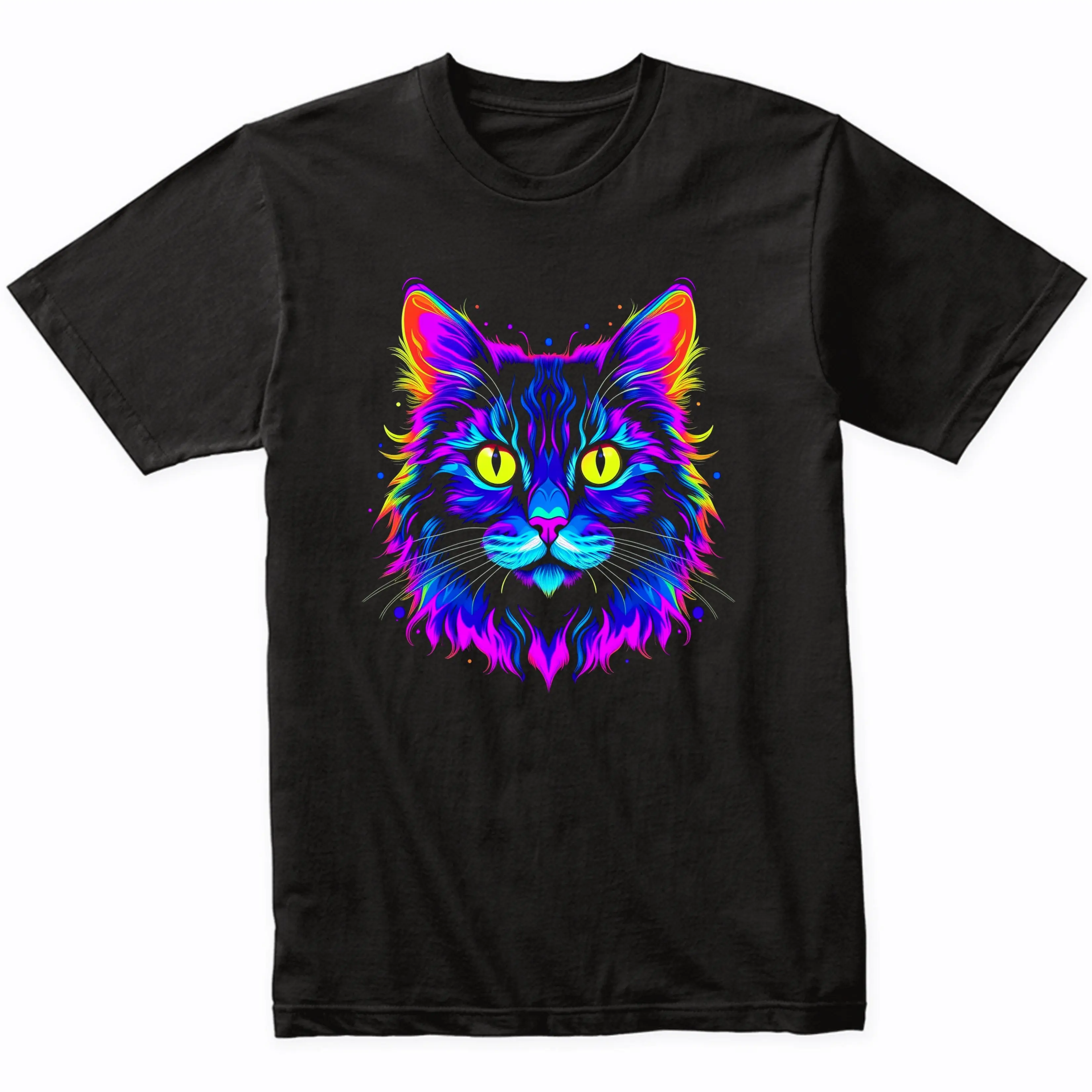 Somali Cat Psychedelic Cat Art T-Shirt - Somali Cat Owner Gift - Somali Shirt - Vibrant Colorful Bright Watercolor Rainbow