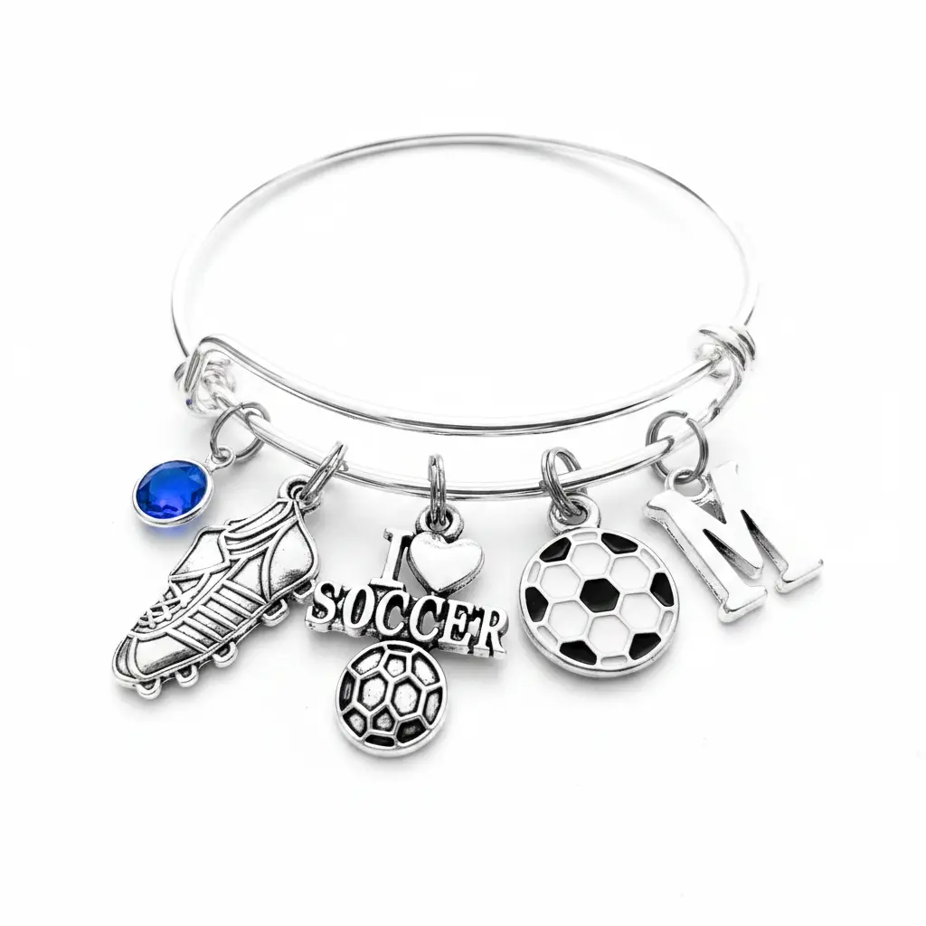 I Love Soccer Charm Bracelet – Personalized Gift for Soccer Players