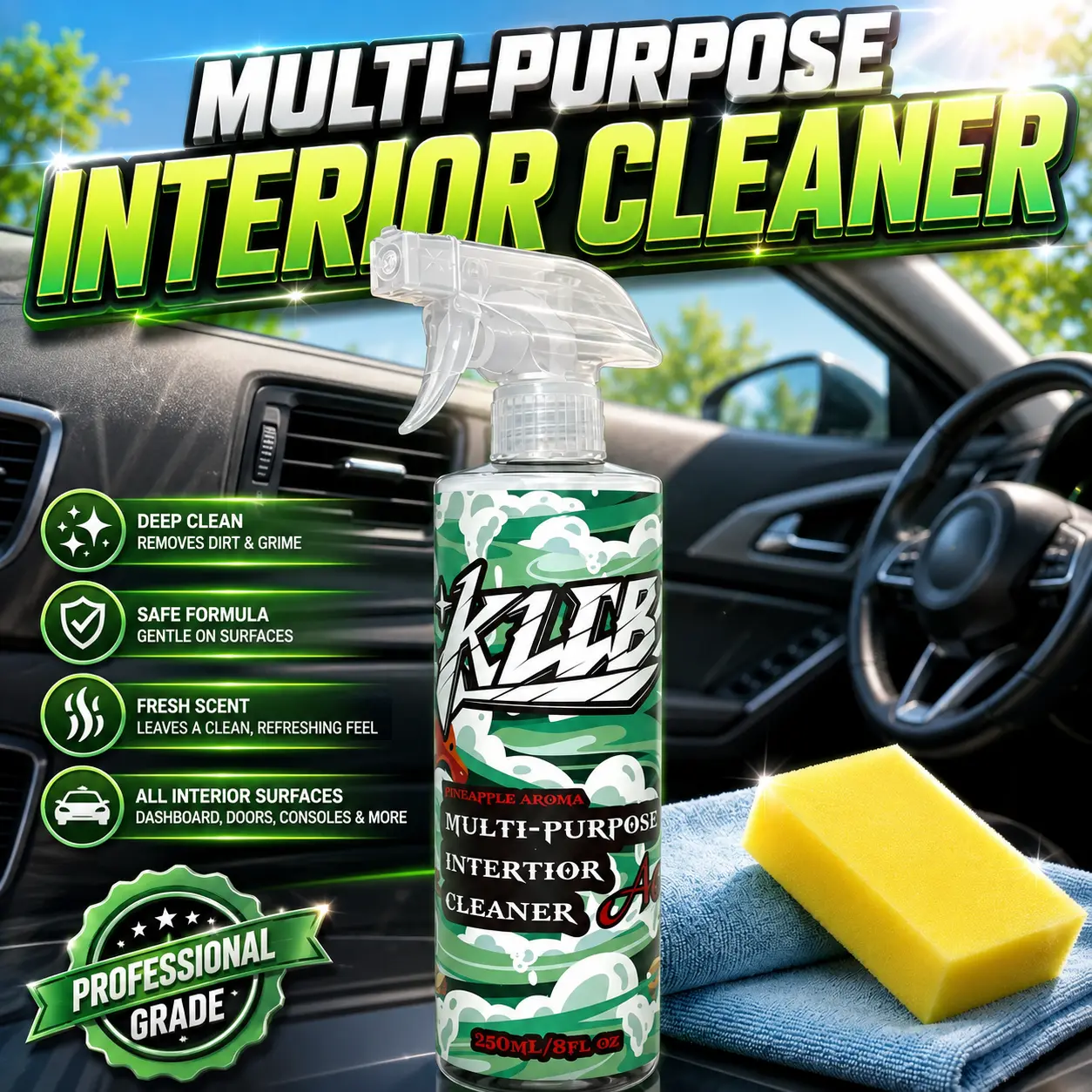 All-Purpose Interior Detailer & Cleaner - 250ml Kit | Revives Car & Home Surfaces | Protective Anti-Static Coating & Dirt Repellent