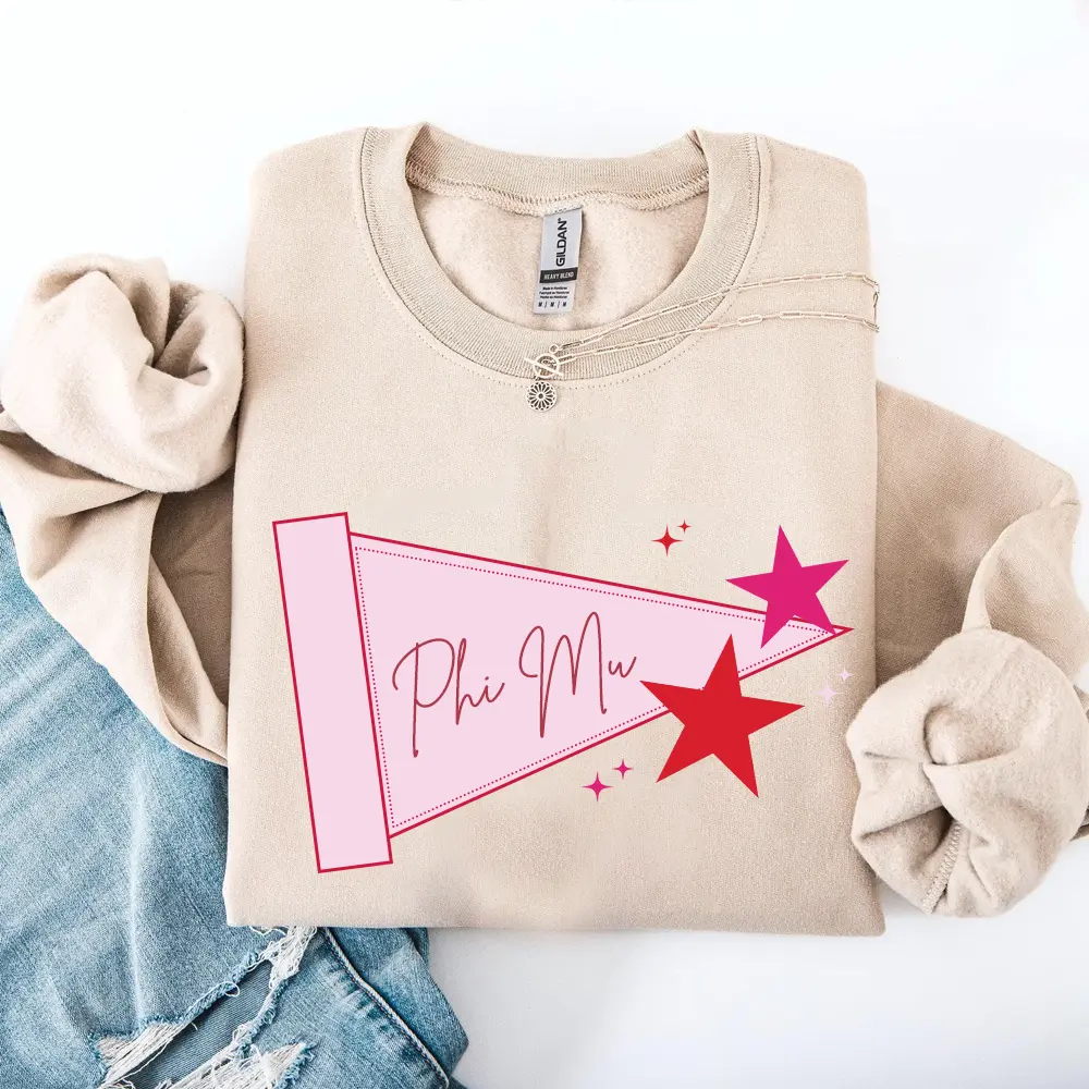Sorority Pennant Crewneck, Sorority Sweatshirt Trendy, Custom Sorority Merch, Sorority Tops