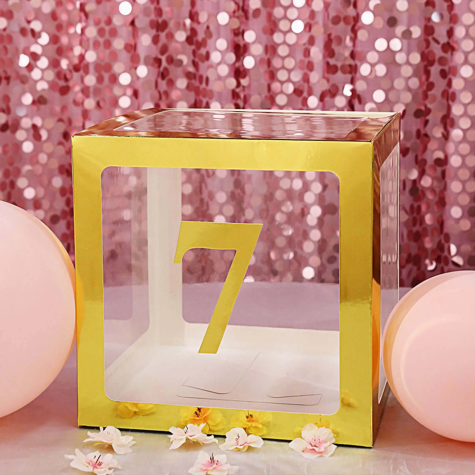 Foil Gold 4-Pack Custom "7" Design 5 inches Stick-On Numbers (0-9, Other Side is Plain Card Stock) - Unisex Birthday Party Supplies, Baby Shower Decor, Gender Reveal Backdrop