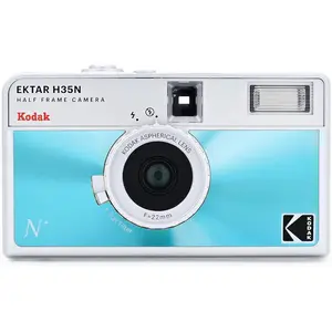 Kodak EKTAR H35N Half Frame Film Camera, 35mm, Reusable, Focus-Free, Bulb Function, Built-in Star Filter, Coated Improved Lens (Film & AAA Battery are not Included) (Glazed Blue))