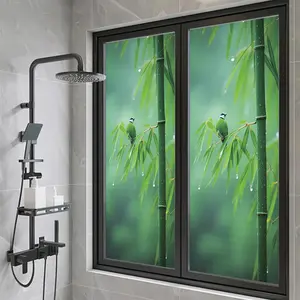 Bamboo Pattern Frosted Glass Sticker, 1 Count Colorful Printed Decorative Window Film, Privacy Glass Decorative Sticker for Home & Office, Ornaments