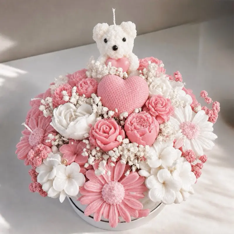 Teddy Aroma Candle Bouquet, Home Decor Accent for Living Spaces- Medium size