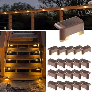 Led Solar Deck Lights 16Pack Waterproof for Outdoor Stairs Step Fence Railing Yard Patio Warm White Solar Powered Durable Construction Easy Installation