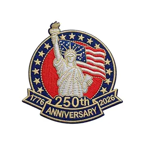 Statue of Liberty 250th Anniversary Patch USA Independence Day Emblem 1776-2026 Iron-On Sew-On Patch