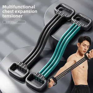 Chest expansion six-tube tension device shoulder back chest muscle trainer household multi-functional fitness high elastic arm force stretching elastic rope