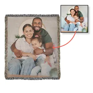 Custom Couples Photo Woven Blanket For Valentine, Wedding and Anniversary