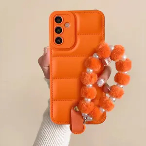 Wrist Strap Pendant Phone Cases Down Jacket Case For Samsung Galaxy A26 A17 A07 A36 A56 A54 A55 A06 A16 A05s A14 A15 A24 A25 A34 A35 5G Cellphone Cover Protector