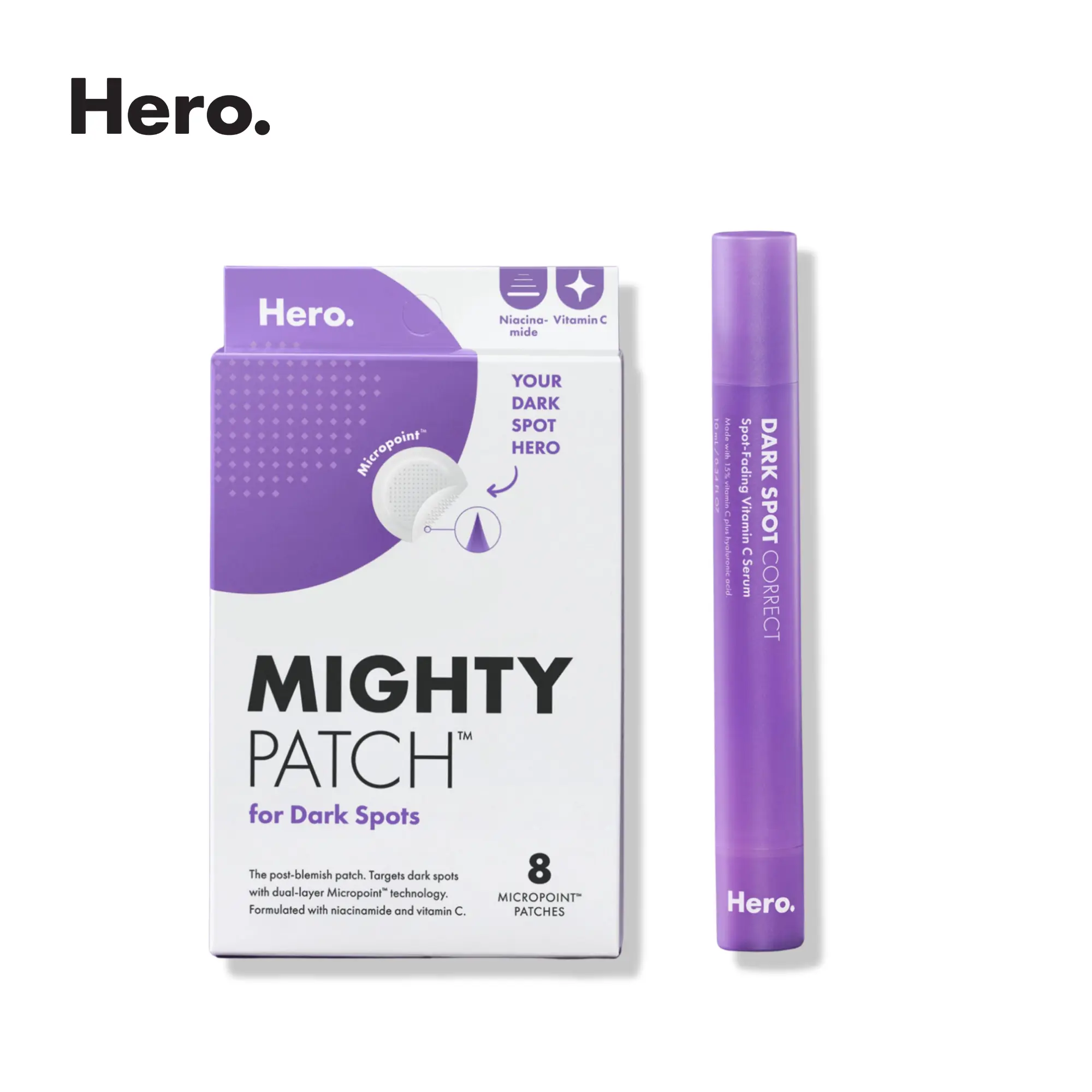 Hero The Brightening Twins, Dark Spot Correct and Mighty Patch for Dark Spots Hero The Brightening Twins, Dark Spot Correct and Mighty Patch for Dark Spots