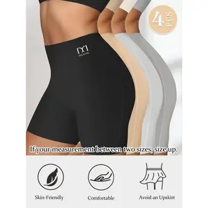 QUASTI Women’s 4PCS Minimalist High-Waist Seamless Lady Shapewear Boyshorts, Soft Stretchy Fabric Underwear, Smooth Sculpting Solid-Color Daily Wear Briefs S-XXL, Women's Clothes
