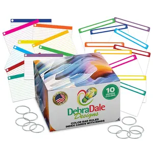 4x6 Ruled Index Cards, 250 Count, Ten Color Bar Punched, 271 gsm