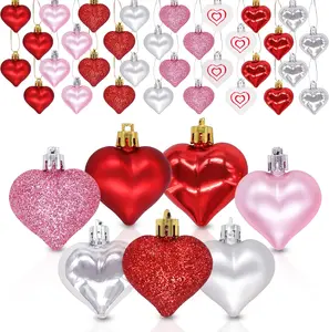36PCS Heart Ornaments ️ Red, Pink & White Hanging Decorations | Valentine’s Day, Christmas, Wedding & Anniversary Decor, Cute Heart-Shaped Baubles for Parties & Home