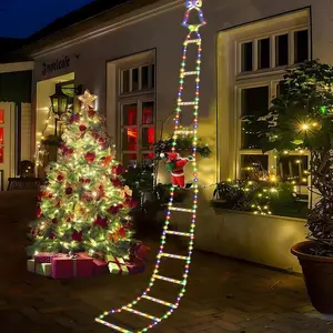 LED Christmas Lights - 10ft Christmas Decorative Ladder Lights with Santa Claus, Xmas Decorations Light for Indoor Outdoor, Window, Garden, Home, Wall, Xmas Tree Decor - Multicolor