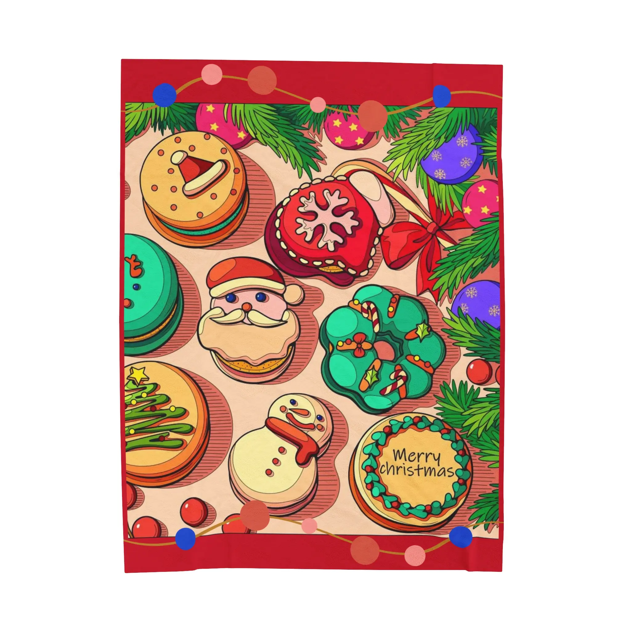 Festive Cookies Plush Blanket, Cozy Holiday Throw, Christmas Gift, Snuggly Decor, Winter Warmth