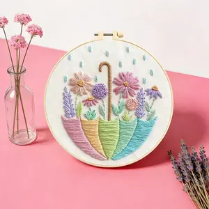 DIY Cross Stitch Kits Umbrella Embroidery Supplies Flower Printed Canvas Starter Kit For Beginners Handmade Artwork Unique Gift