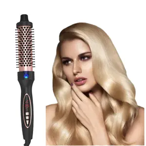 New Upgrade 1.25 Inch Thermal Brush Create Loose & Volume Curls Digital Display 9 Heat Settings Tourmaline Ionic Hair Curler 1 1/4 Inch Curling Iron Brush Dual Voltage for Traveling