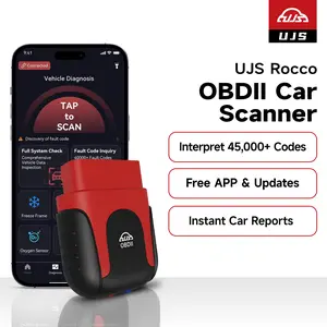 UJS Rocco OBD2 Scanner AI Chatbot All System Diagnostic Tool with 45000 Codes Instant Reports for Vehicle Safety and Performance No Subscriptions Emission Test Check VIN Check Engine Light On Buy Used Car