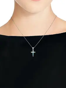 Colorful Cross Pendant Necklace with Abalone Shell Inlay, Stainless Steel Charm Jewelry, Faith-Inspired Accessories for Women
