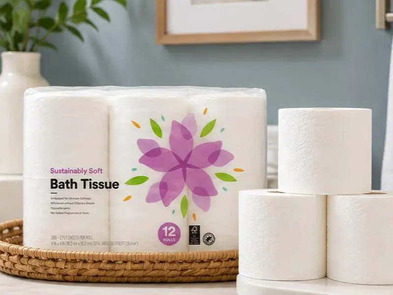 Soft Bath Tissue, Hypoallergenic Toilet Paper, 12 Rolls, 286 Sheets per Roll, Gentle, Strong & Sustainable Bathroom Tissue