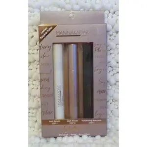 Manna Kadar Lash Maven Serum Volumizing Mascara & Lash Primer 3-in-1 Set 1.23 Fl Oz Pack of 3 Black Makeup Cosmetic for Dramatic Volume