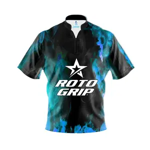 Roto Grip Blue Flame Quick Ship CoolWick Sash Zip Bowling Jersey