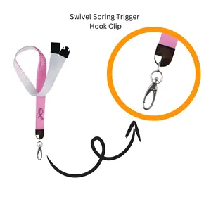 Think Medical Pink & White Bling Ribbon Lanyard with Crystal-Embroidered Ribbon Breakaway Safety Clip & Swivel Spring Trigger Hook Clip for Medical Professionals