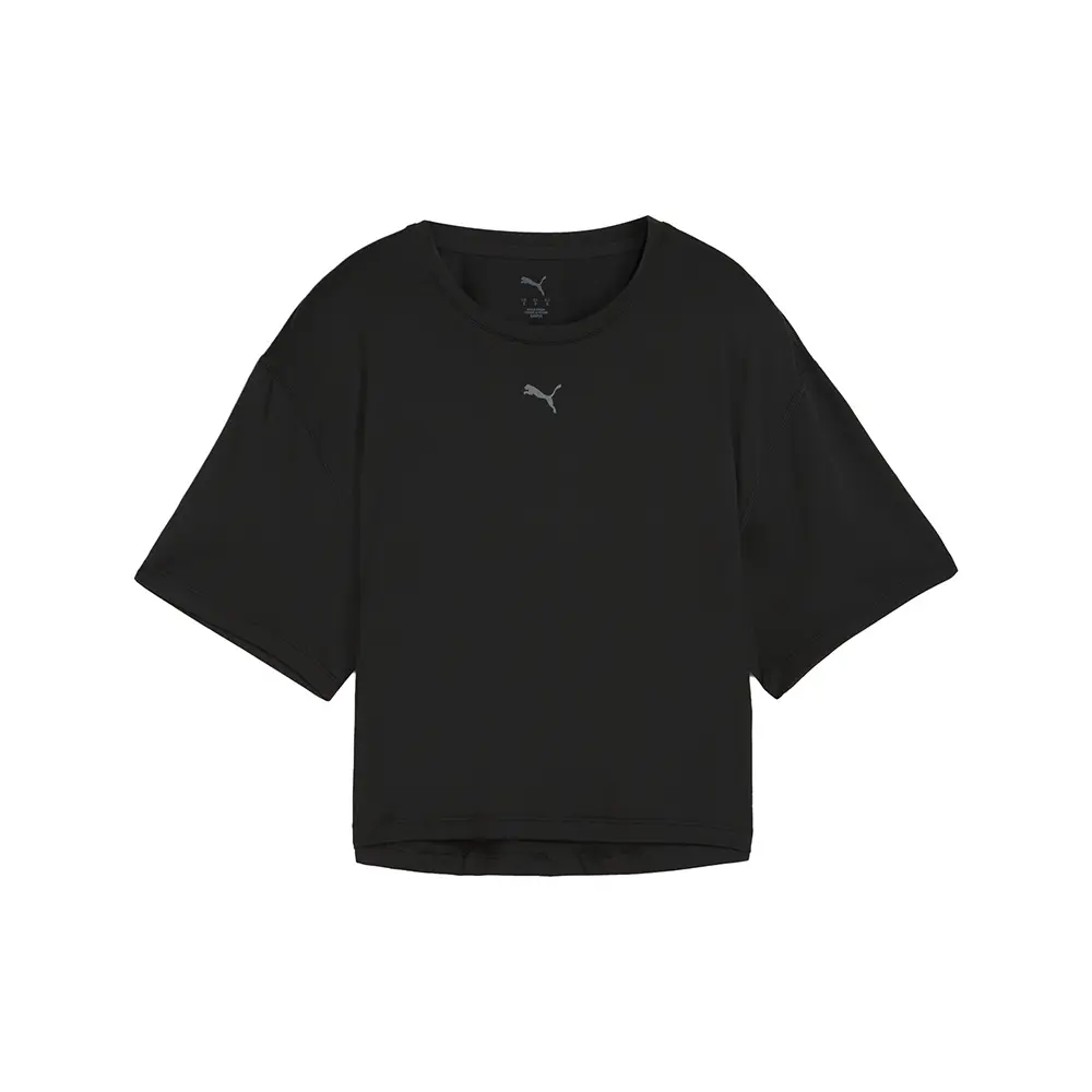 PUMA Womens Cloudspun Relaxed Crew Neck Short Sleeve Athletic Casual Tops Casual - Black