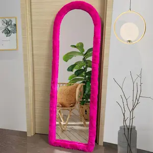 Fluffy Mirror Cover - 64"x21" Full Length Stretch Universal Ultra Soft Non-Slip Cover Warm Home Decor for Bedroom Cloakroom, Gift for Girls(Without Mirror)