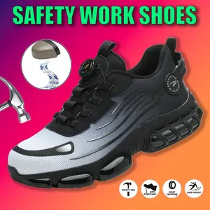 Men's Breathable Mesh Work Sneakers - Steel Toe Protection, Lace-Up, Anti-Slip Durable, Non-Slip EVA Sole, All Seasons Comfort Fit