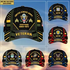 Premium Custom Name, Rank, Years Of Service US Veterans Cap