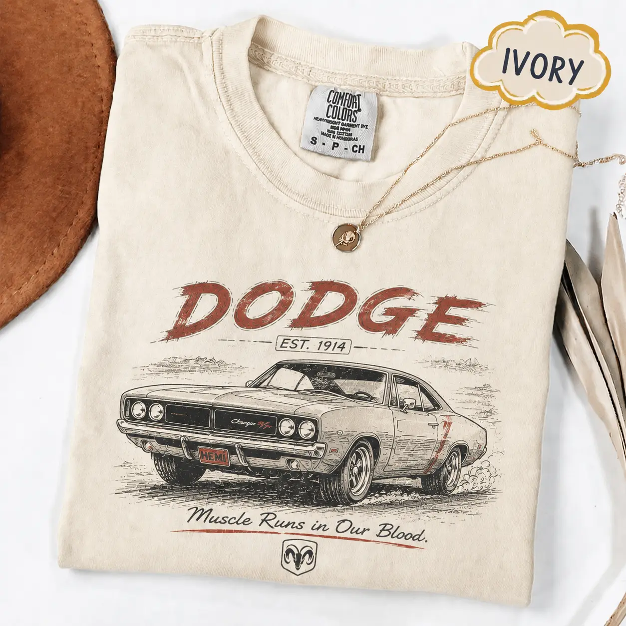 Dodge Charger Comfort Colors T Shirt, Vintage HEMI Muscle Car Graphic Tee, Classic Mopar Lover Shirt, Retro American Performance Car Gift for Men and Women