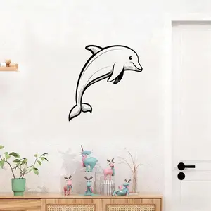 A cute dolphin wall sticker, modern wall art, whimsical wall decoration, home decoration, bathroom decoration, living room decoration, apartment decoration, stylish dolphin wall decor painting, suitable for refrigerators and washing machines