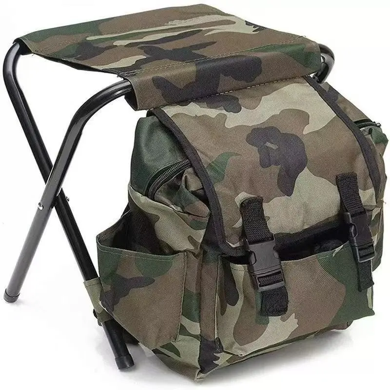 Portable Hiking Backpack Chair, Foldable Fishing Chair, Camping Chairs, Max Load 100kg Oxford Fabric Bench, Ideal for Camping, Hiking, Travel