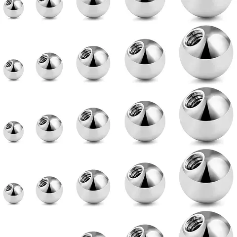 16Gauge Stainless Steel Body Jewelry Replacement Balls, 25pcs/set Minimalist Trendy Beads for Lip & Tongue & Nose & Ear Decor, Mouth Jewelry, DIY Jewelry Accessories for Women & Men, Side Labret Jewelry, Navel Piercing Jewelry