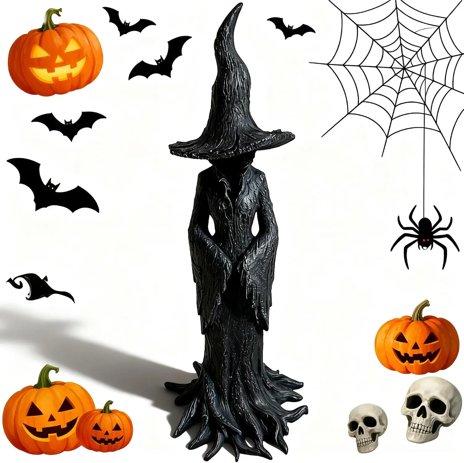 Resin Tabletop Gothic Decor Witch Statue, Retro Modern Style Decor, Bookshelf/Desktop Decoration and Has A Cool Mystic