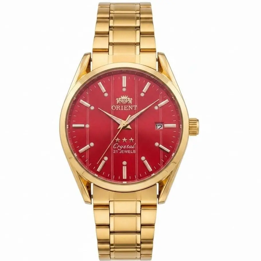 Men's Automatic Mechanical Watch, 21-Jewel Movement, Gold-Tone Stainless Steel Band, Luminous Dial, Date Display, Classic Business Dress Watch